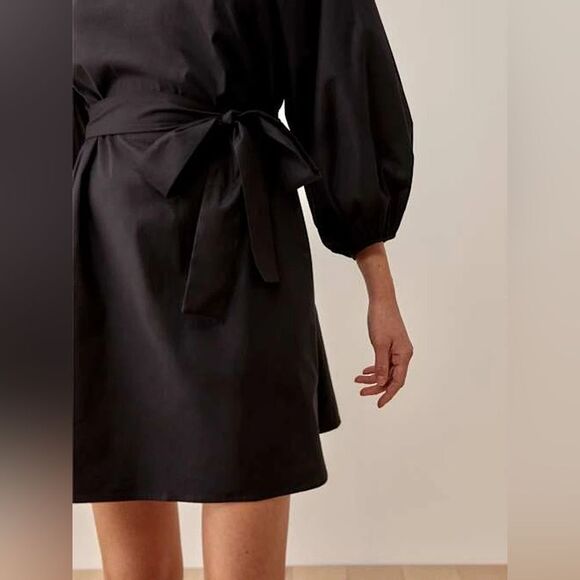 Reformation Rennae Dress midi length puffy sleeves waist tide - Picture 4 of 12